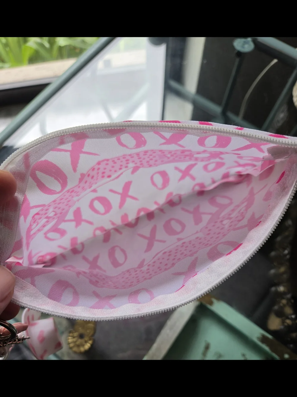 Pink XOXO Leopard Pouch with Tassel Keychain